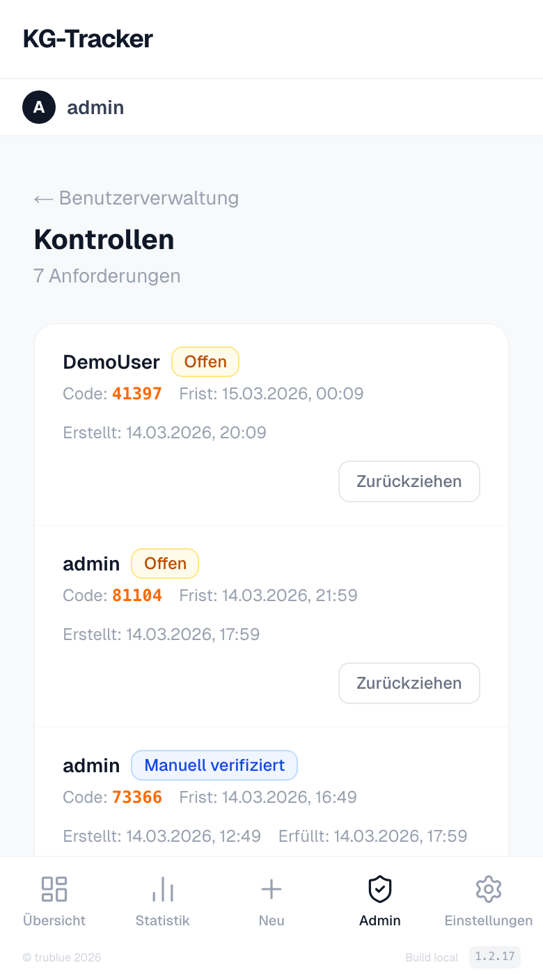 Admin-Kontrollen Übersicht